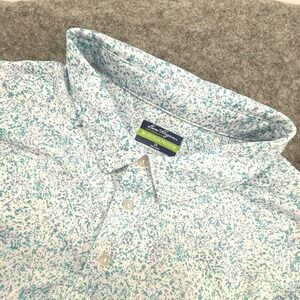 Ben Hogan Polo Shirt Mens 2XL XXL White Teal Blue Abstract Performance Golf